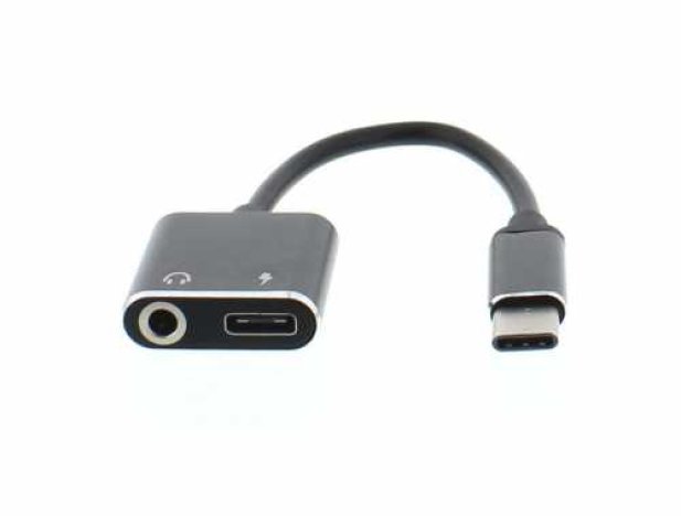 Adaptor USB-C tata - jack 3.5mm mama si USB-C mama 7cm Well